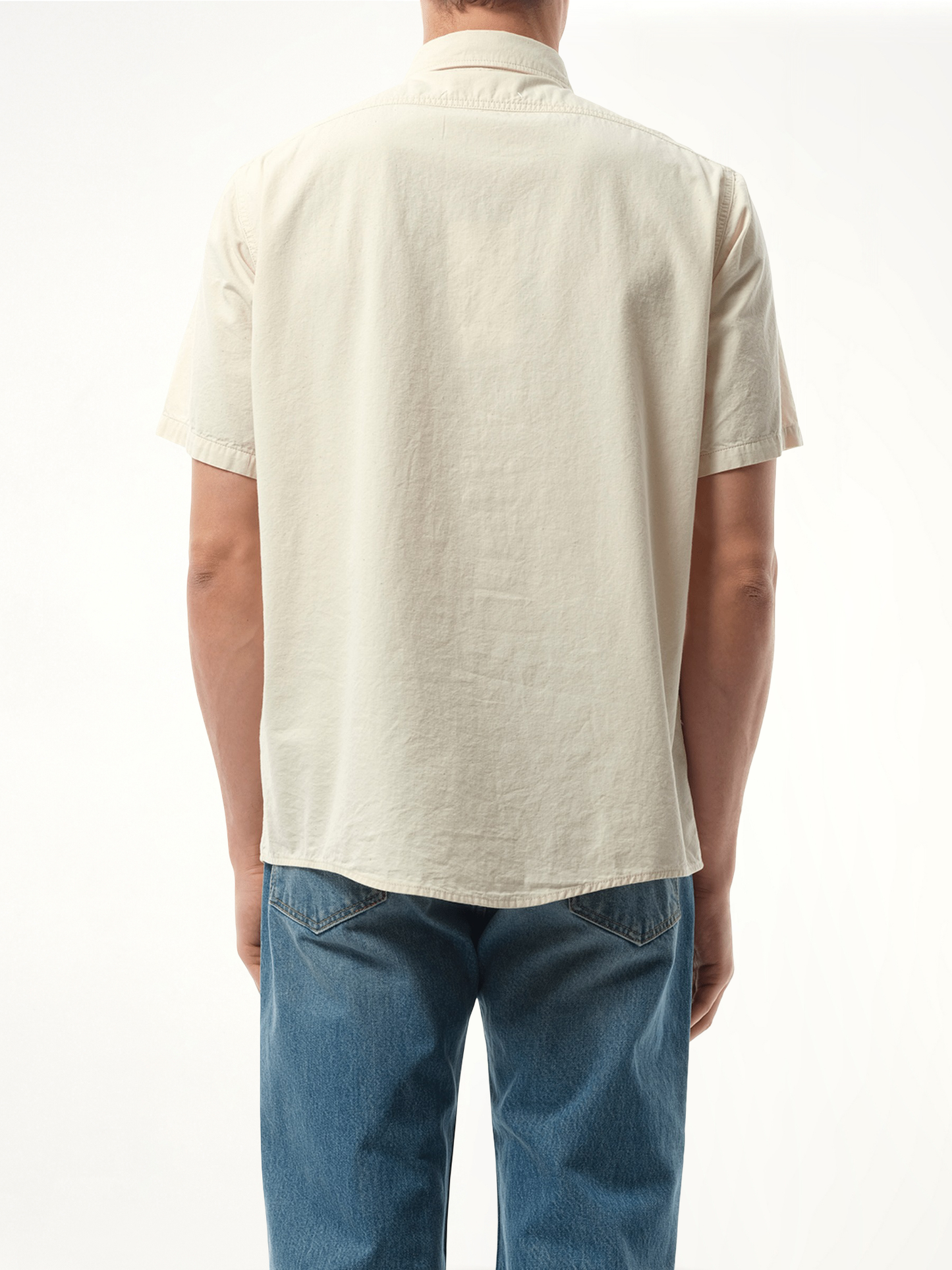 Denim Short Sleeve Shirt in Ecru