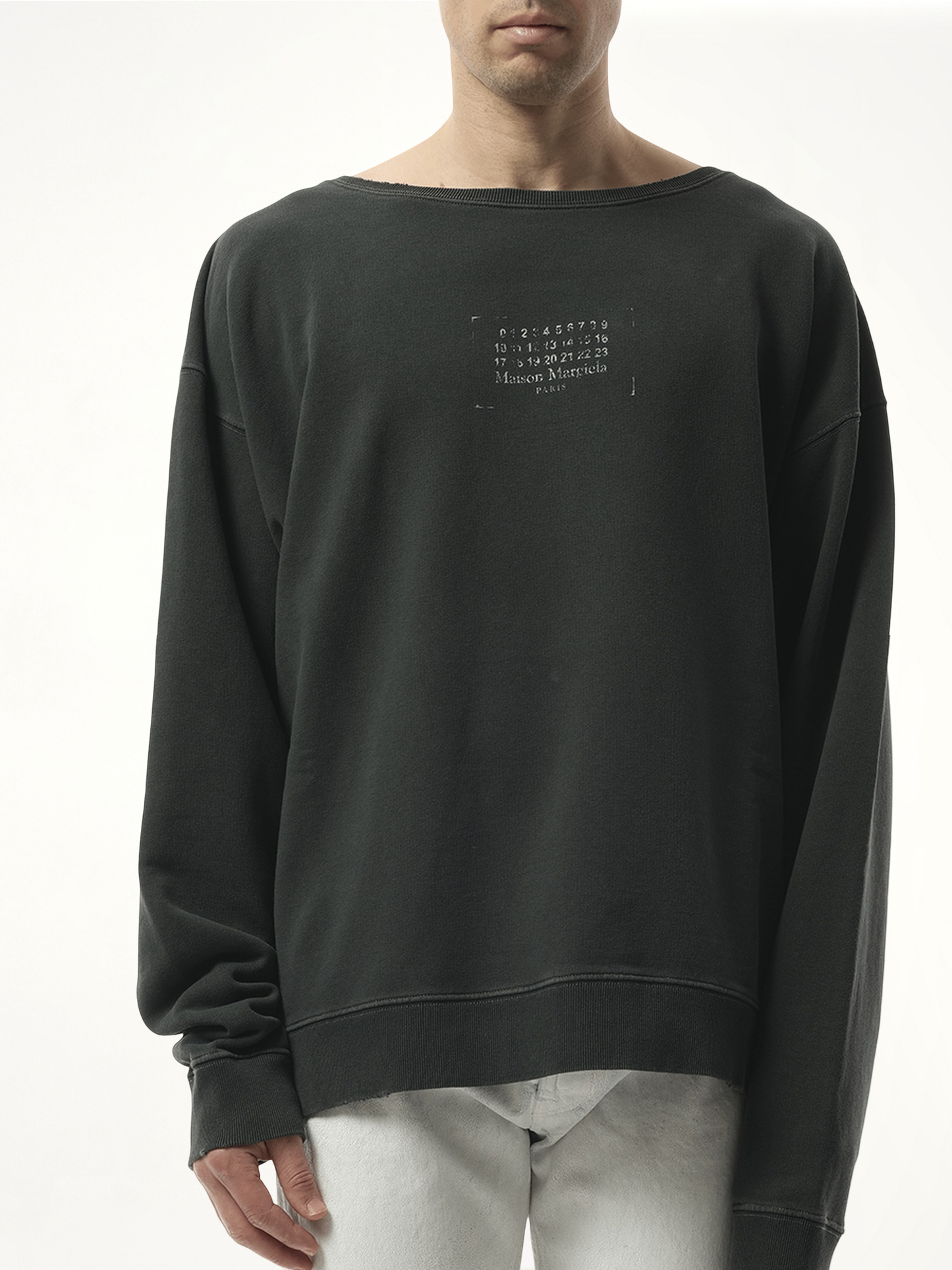 Small Number Logo Sweatshirt in Washed Black