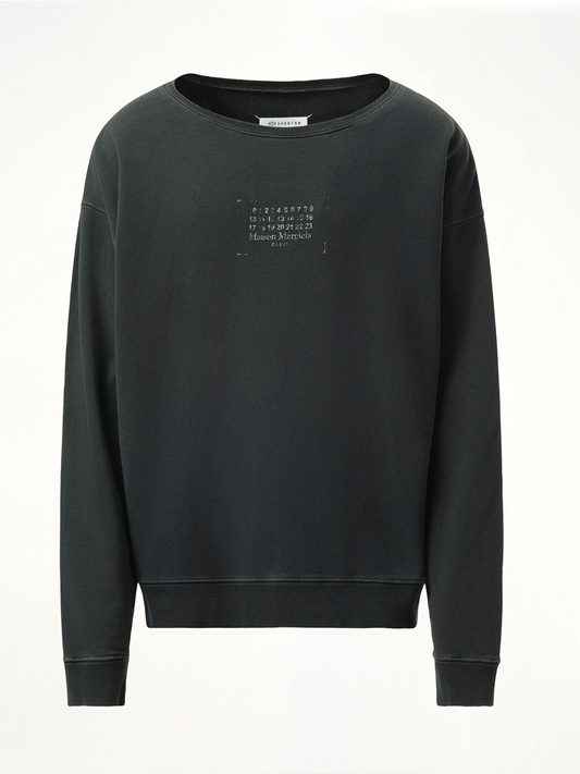 Small Number Logo Sweatshirt in Washed Black