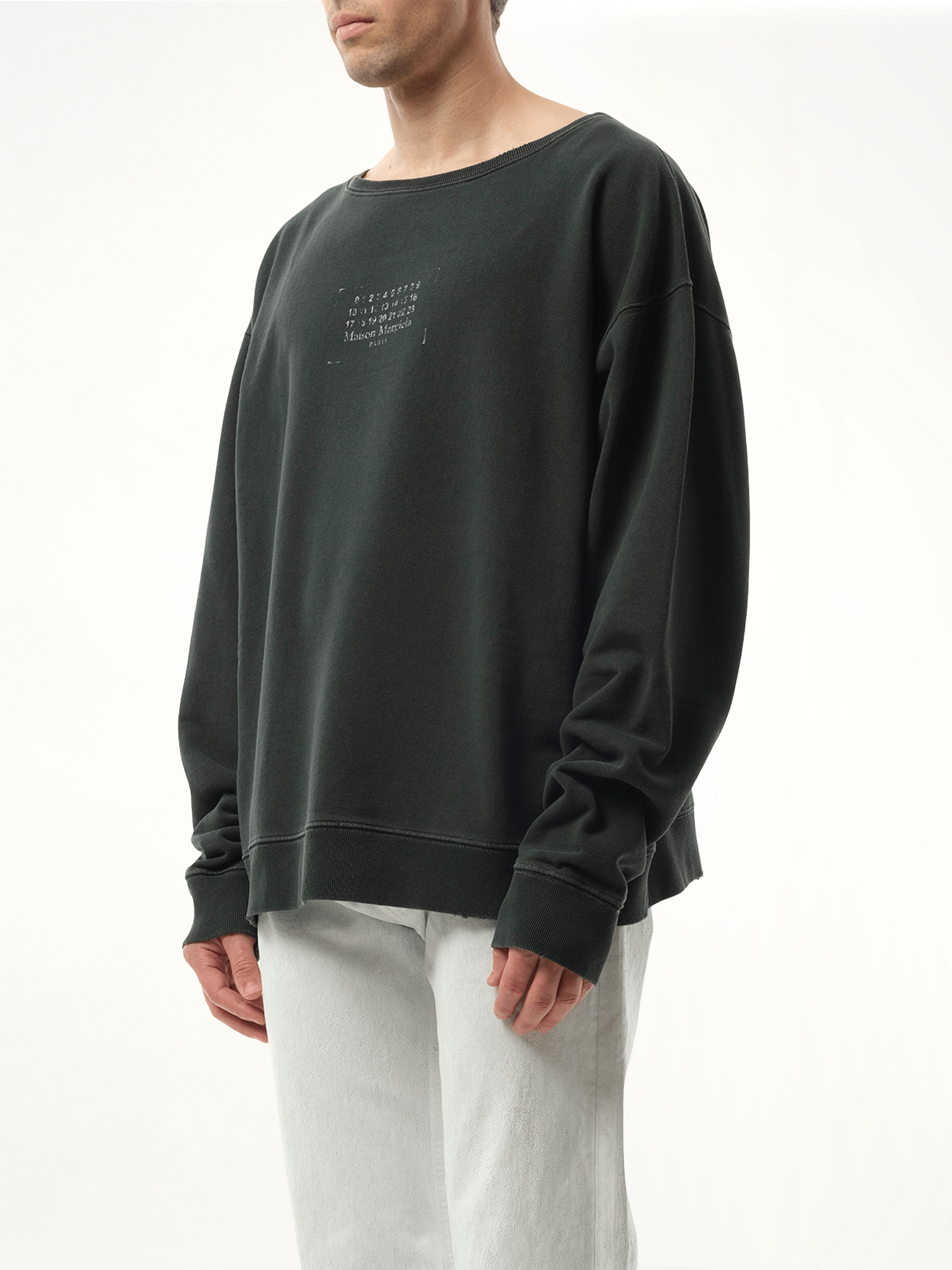 Small Number Logo Sweatshirt in Washed Black
