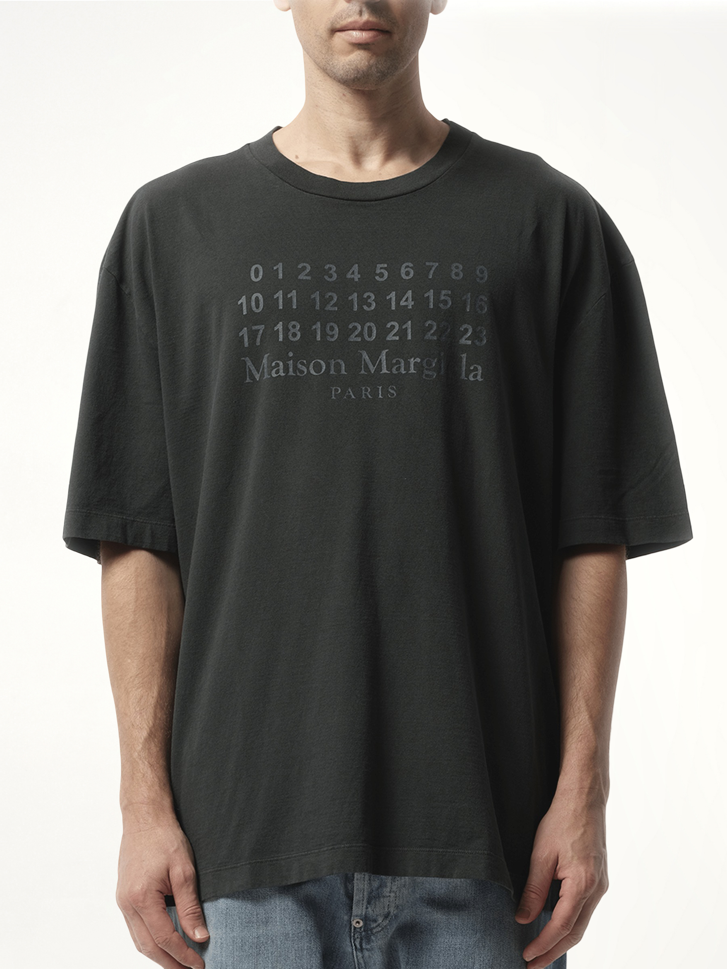 Number Logo T-Shirt in Washed Black