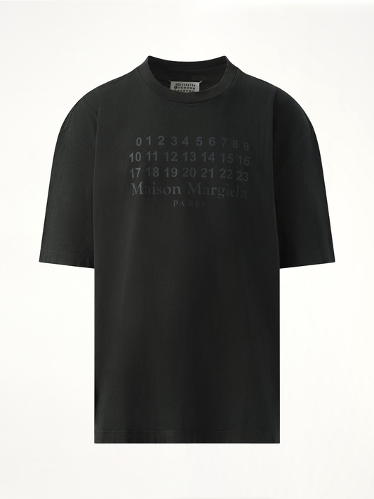 Number Logo T-Shirt in Washed Black