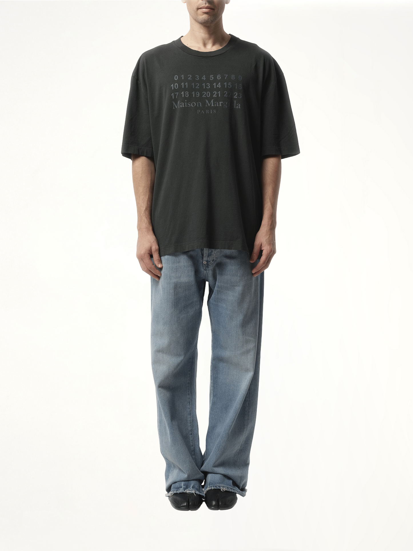 Number Logo T-Shirt in Washed Black