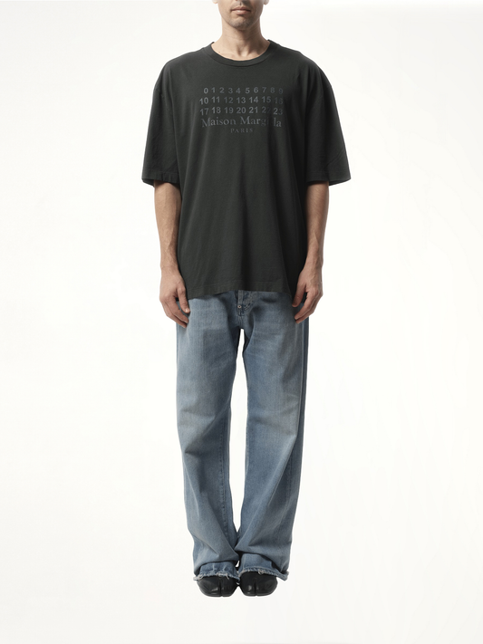 Number Logo T-Shirt in Washed Black