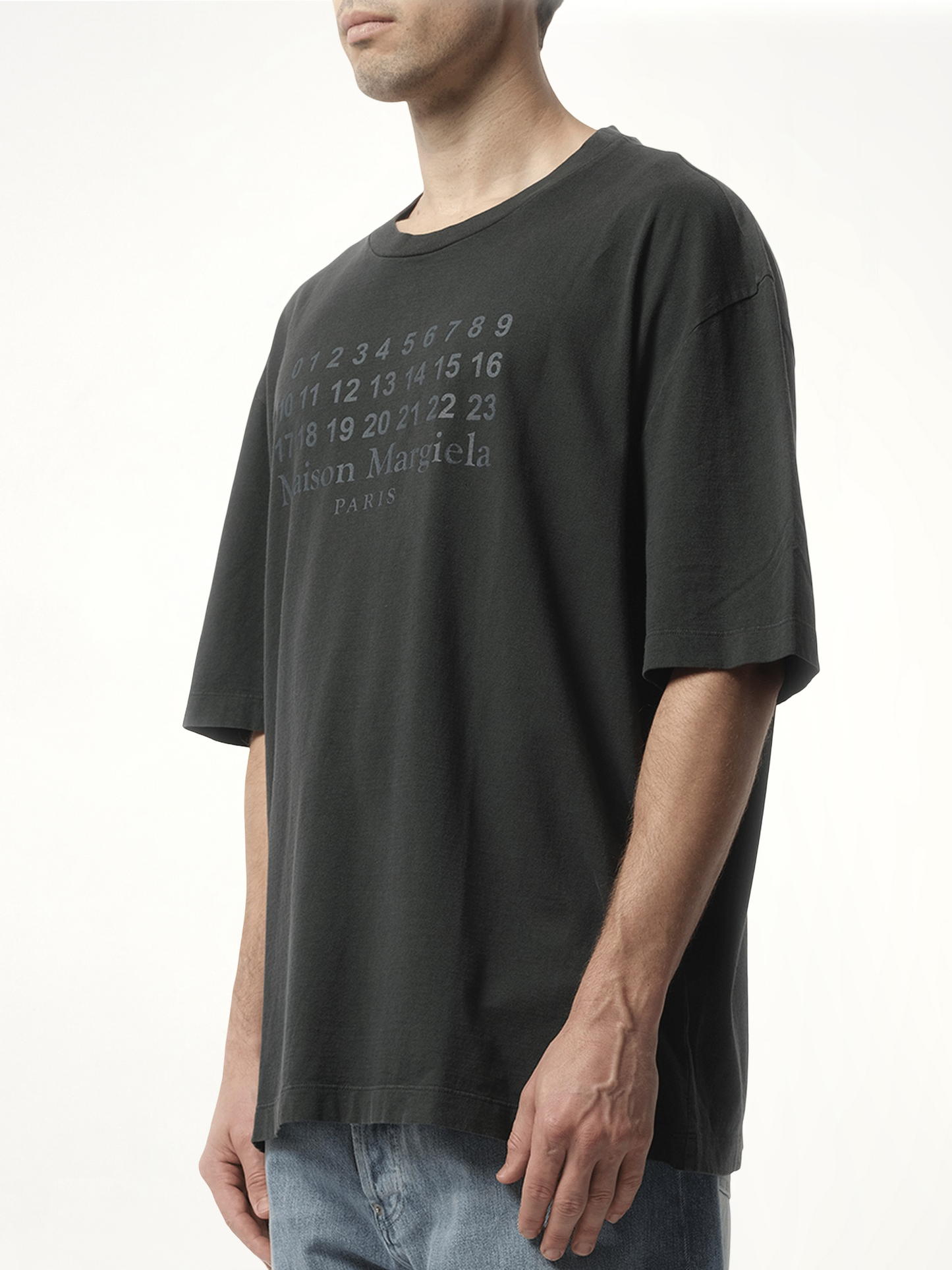 Number Logo T-Shirt in Washed Black