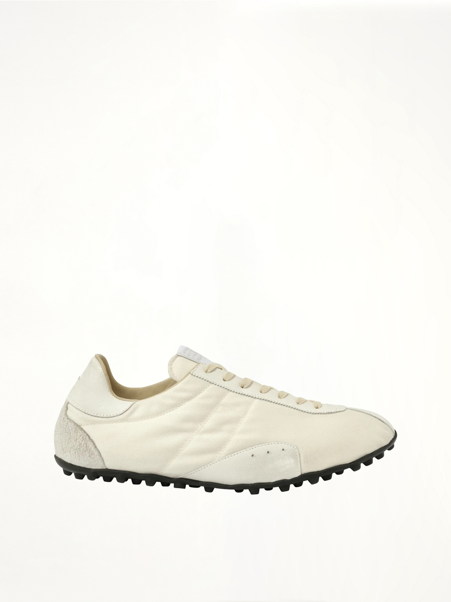 Sprinters Low Top Sneaker in White/Birch Side View | MAISON MARGIELA