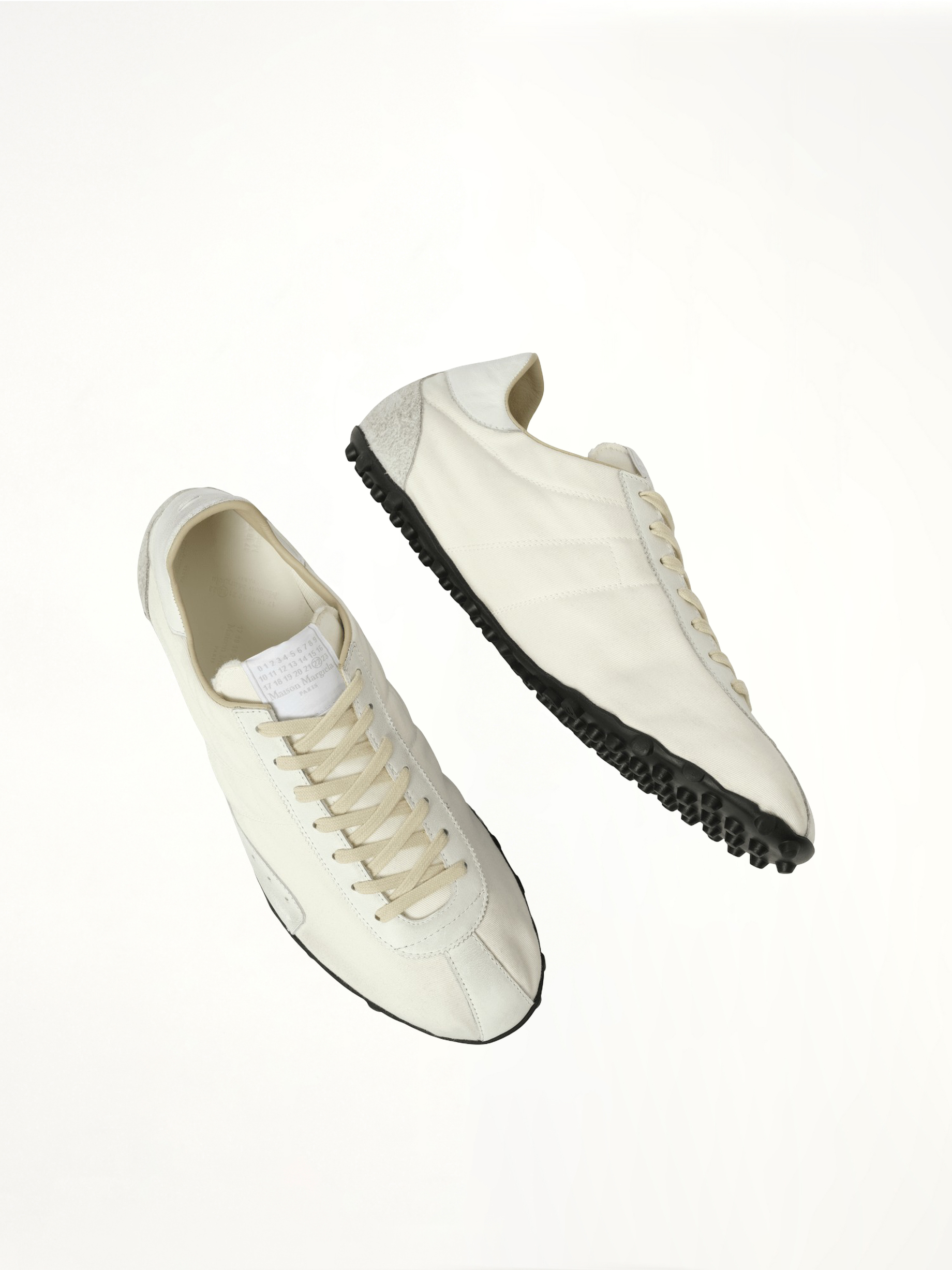 Sprinters Low Top Sneaker in White/Birch Top View | MAISON MARGIELA