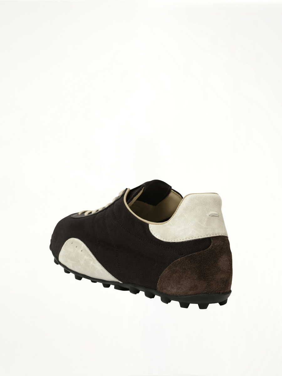 Sprinters Low Top Sneaker in Black/White/Anthracite Back View | MAISON MARGIELA