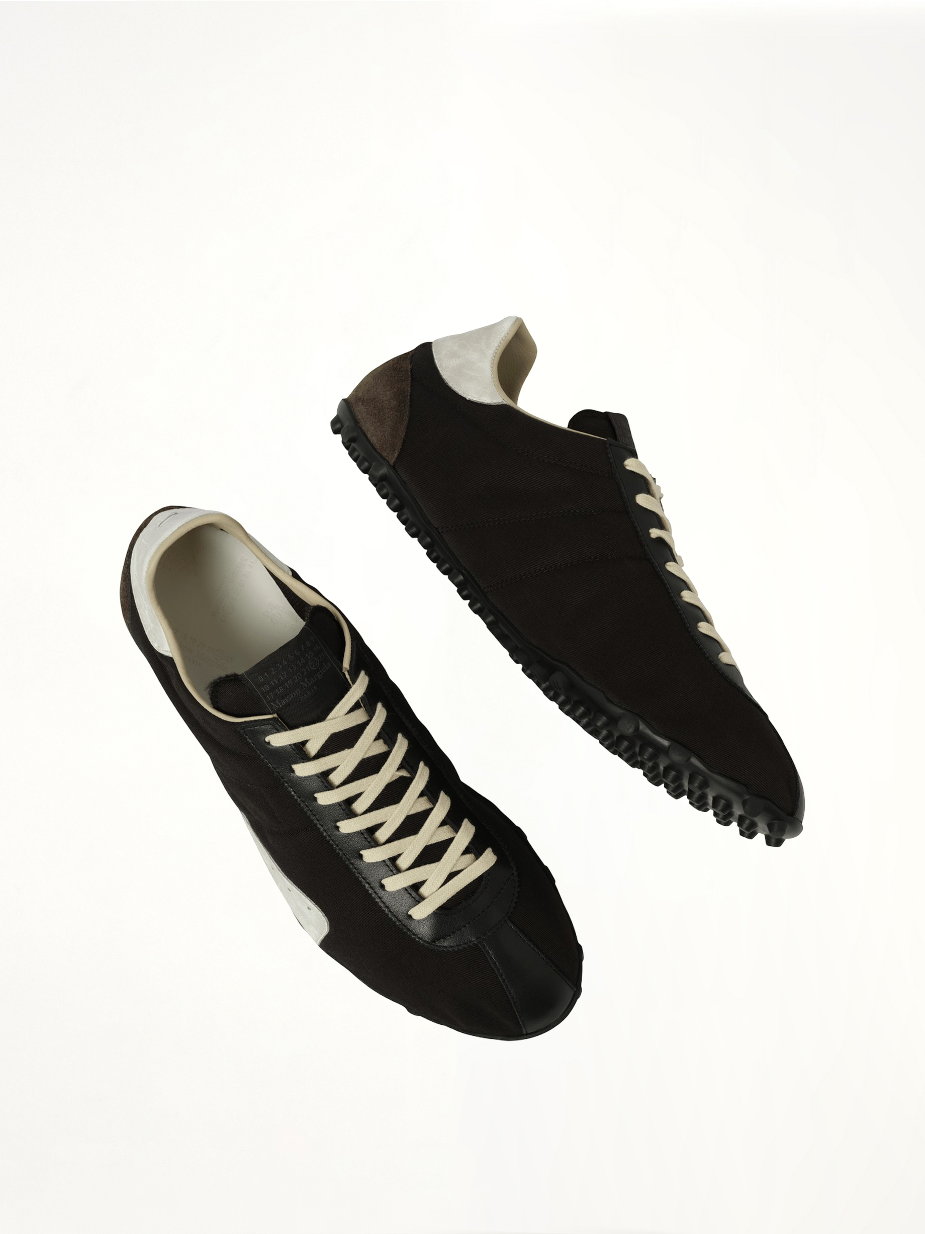 Sprinters Low Top Sneaker in Black/White/Anthracite Top View | MAISON MARGIELA
