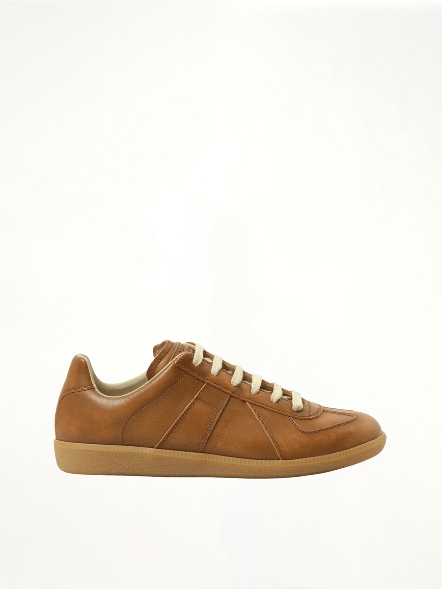 Vegetable Dyed Replica Sneaker in Safari Shade Side View | MAISON MARGIELA