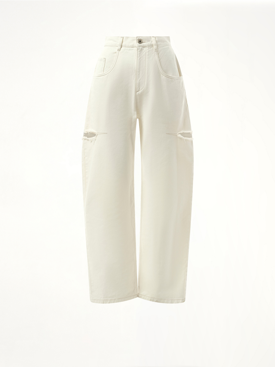 Slash Loose Fit Denim Jeans in Off White