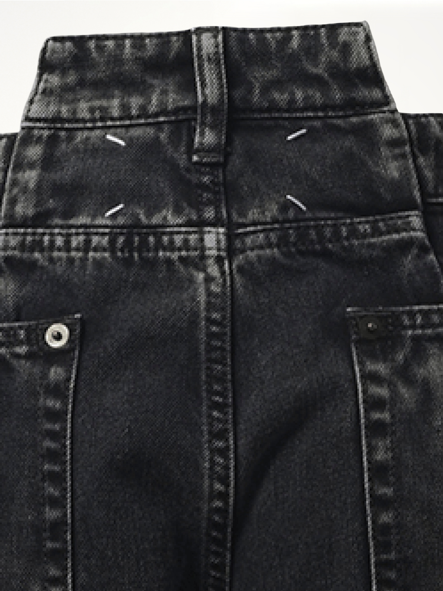 Cut Out Waistband Relaxed Fit Denim Jeans in Black