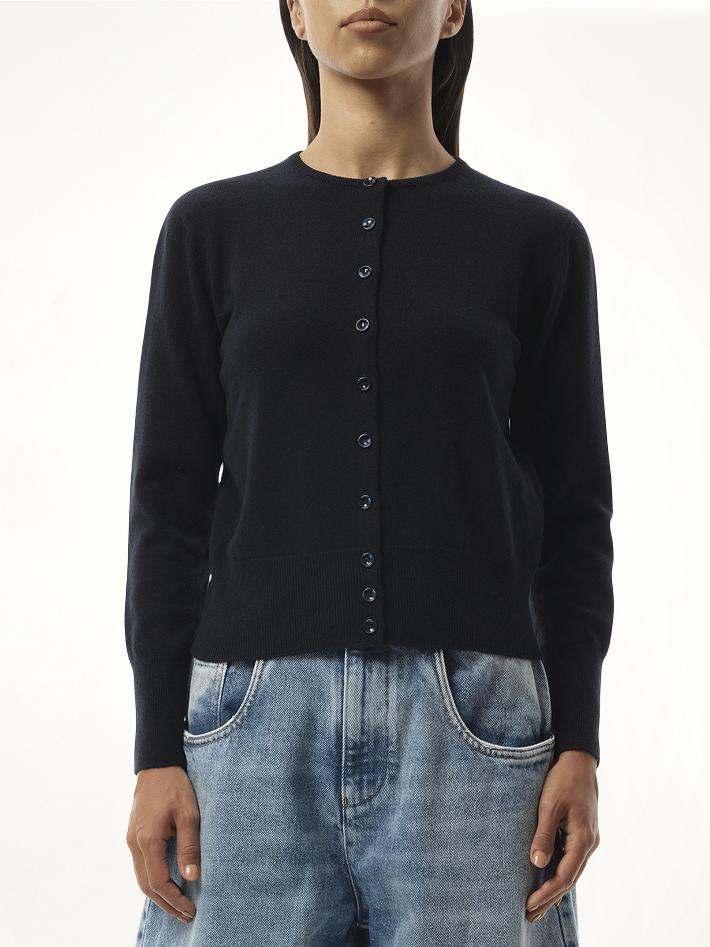 Fitted Cardigan in Navy