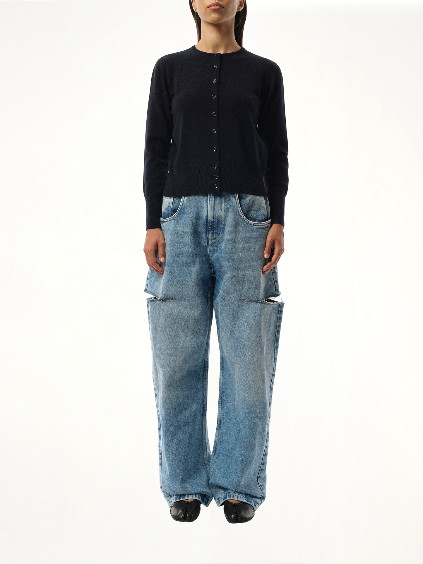 Fitted Cardigan in Navy