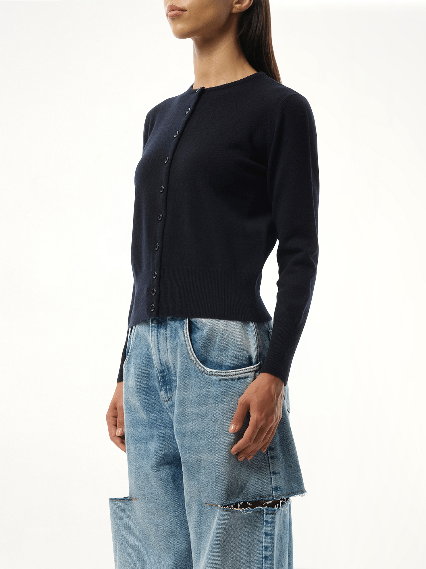 Fitted Cardigan in Navy