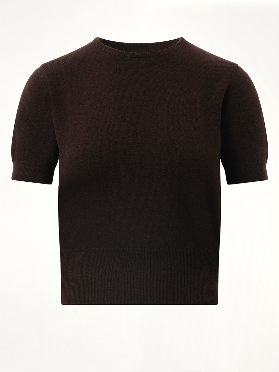 Short-sleeved Sweater in Dark Brown