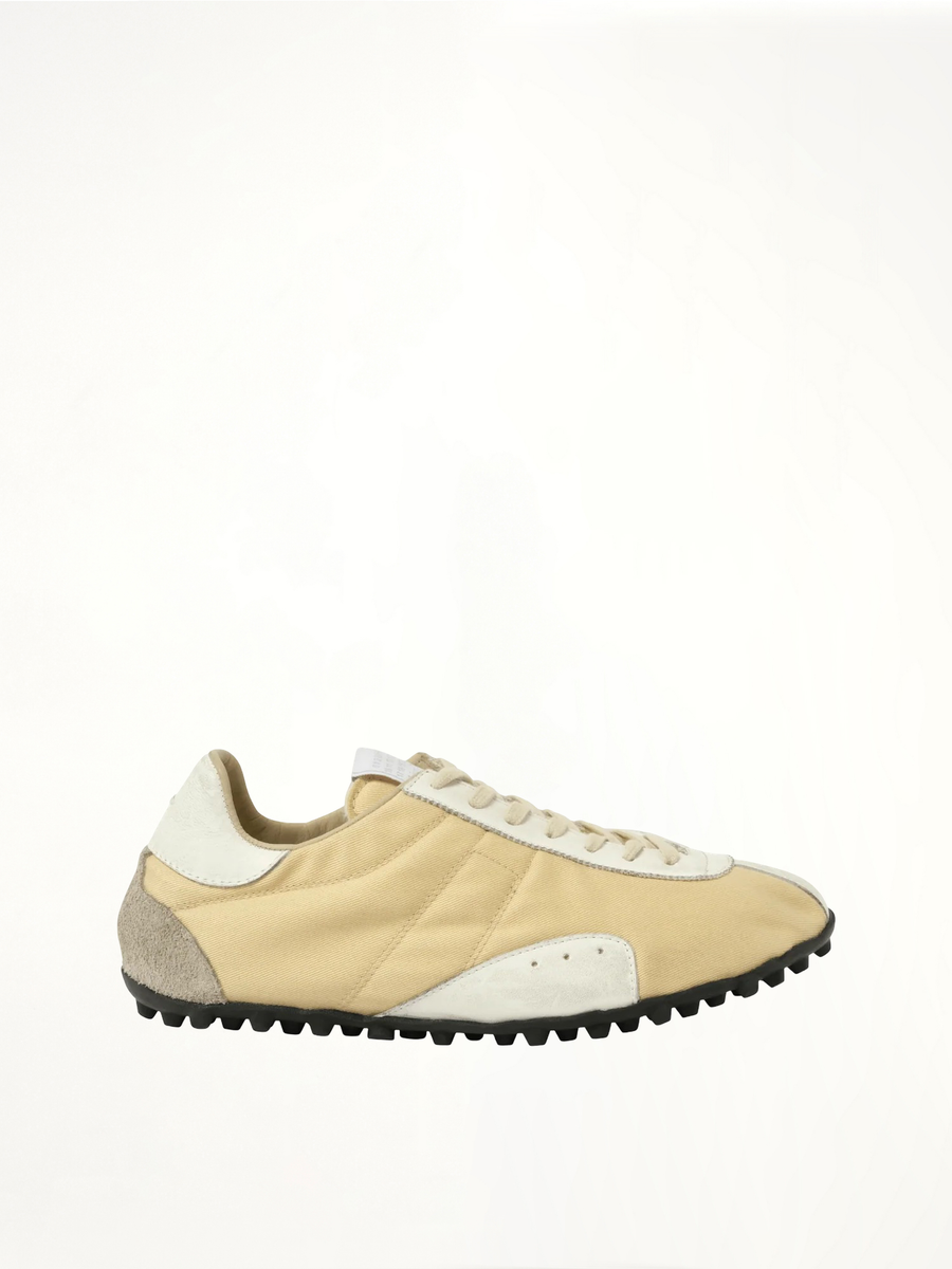 Sprinters Low Top Sneaker in Yellow/White/Antique White Side View | MAISON MARGIELA