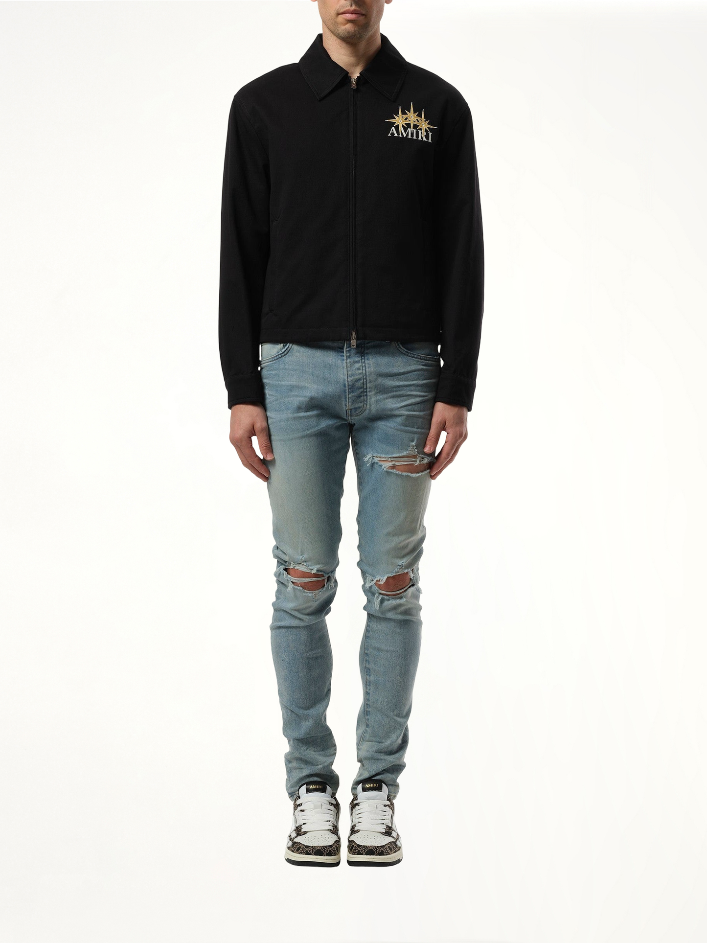 Starburst Zip Blouson in Black