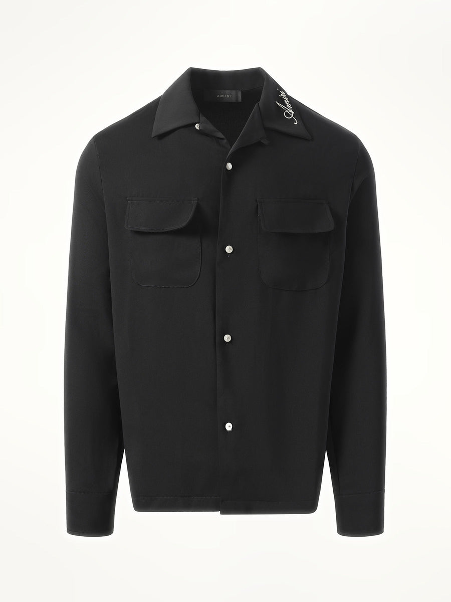 Amiri Round Pocket Dress Shirt in Black