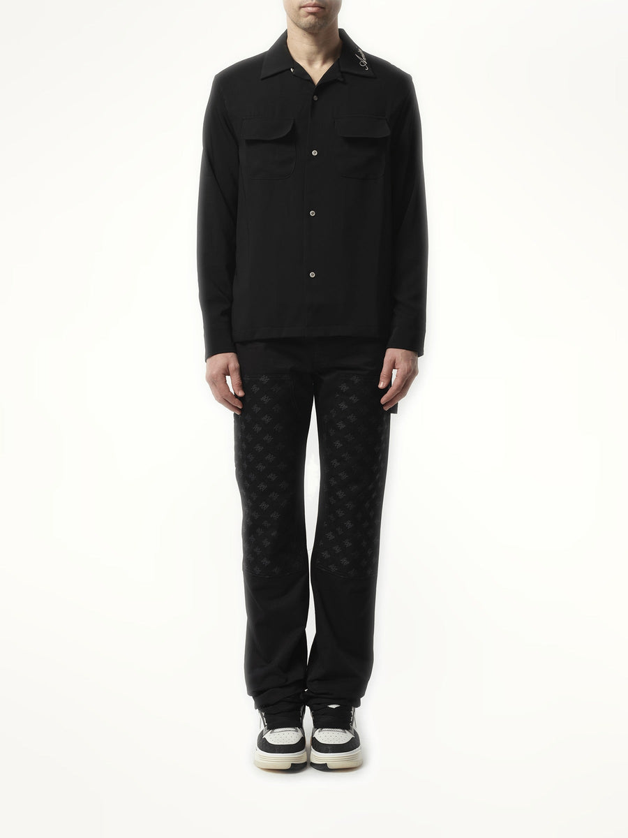 Amiri Round Pocket Dress Shirt in Black