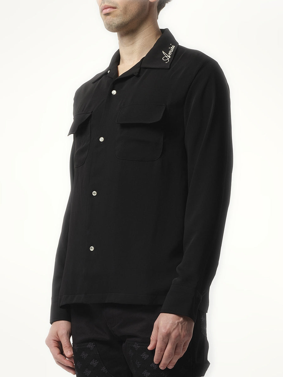 Amiri Round Pocket Dress Shirt in Black
