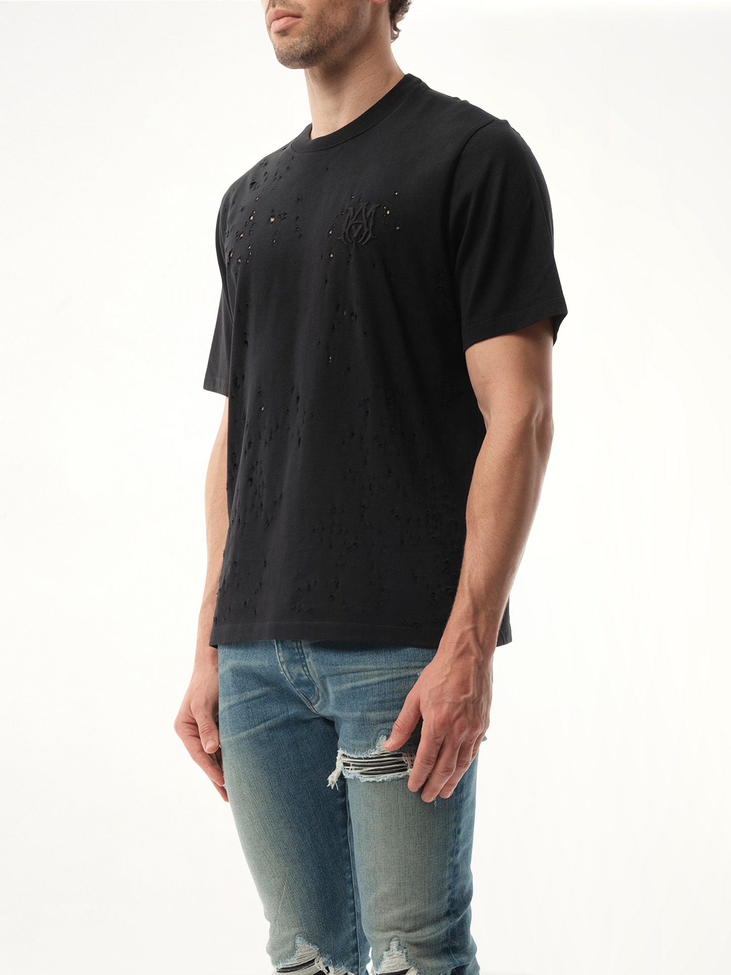 MA Shotgun Embroidered T-Shirt in Black