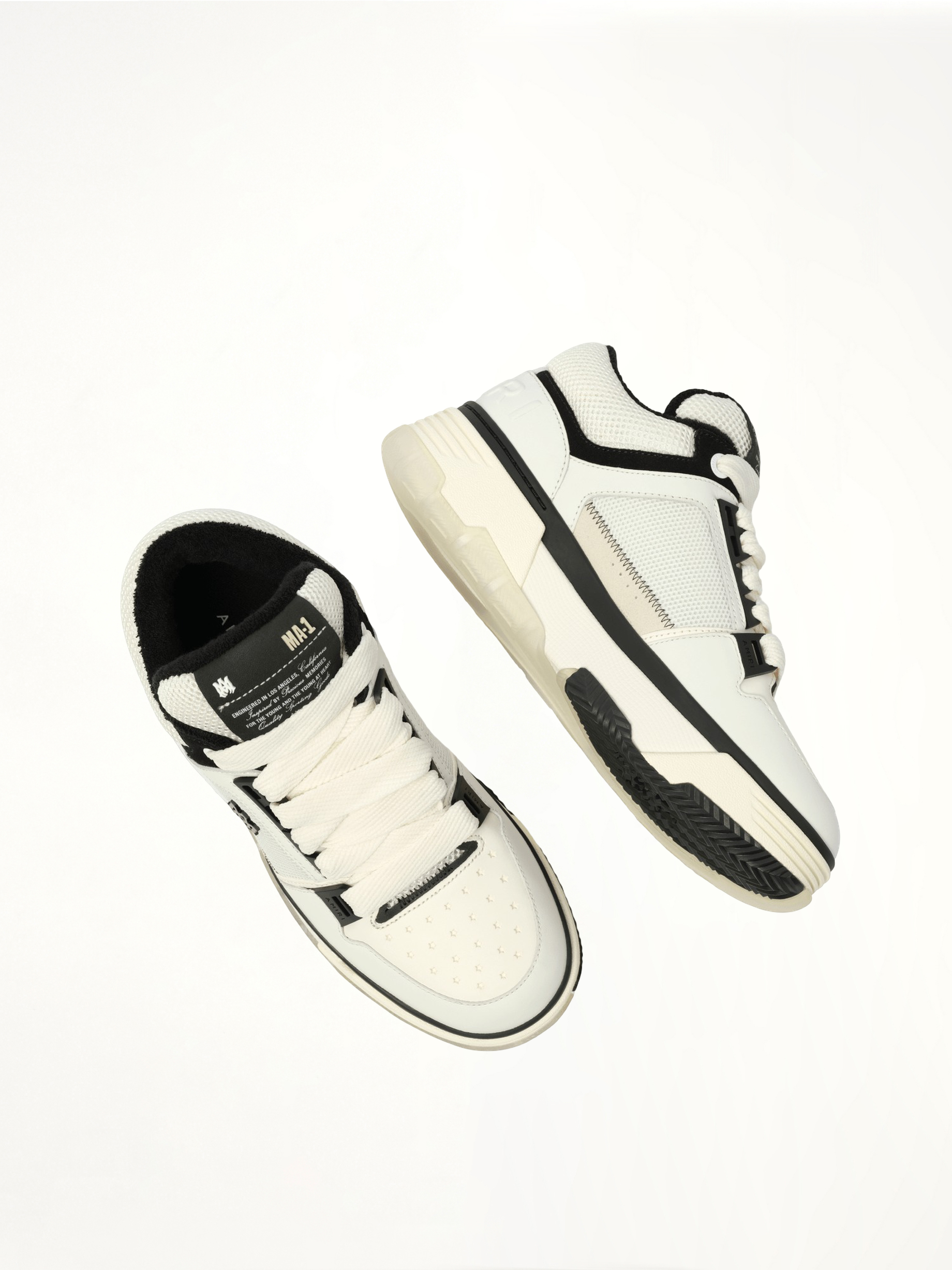 MA-1 Sneaker in White/Black Top View | AMIRI