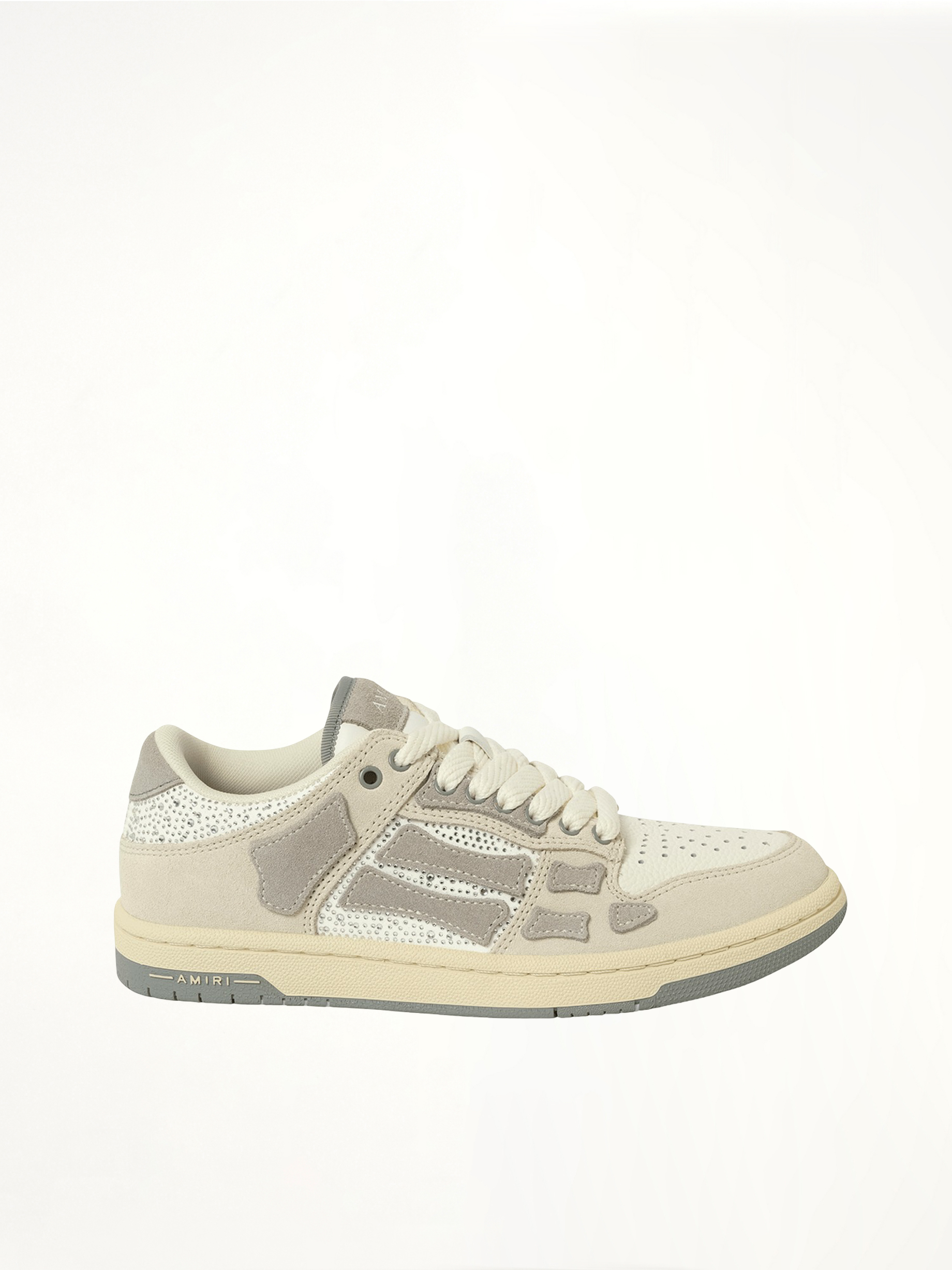 Crystal Suede Skeleton Top Low Sneaker in Birch
