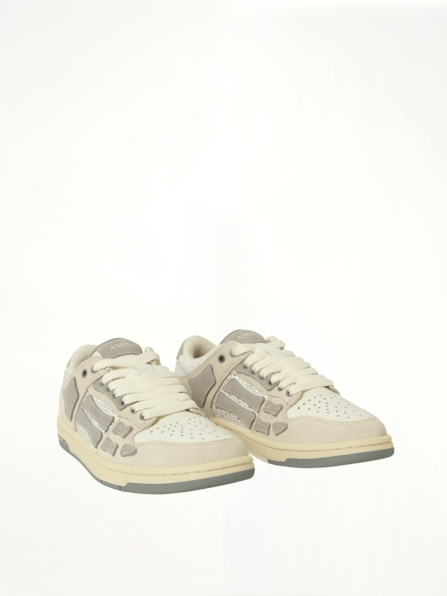 Crystal Suede Skeleton Top Low Sneaker in Birch Front View | AMIRI