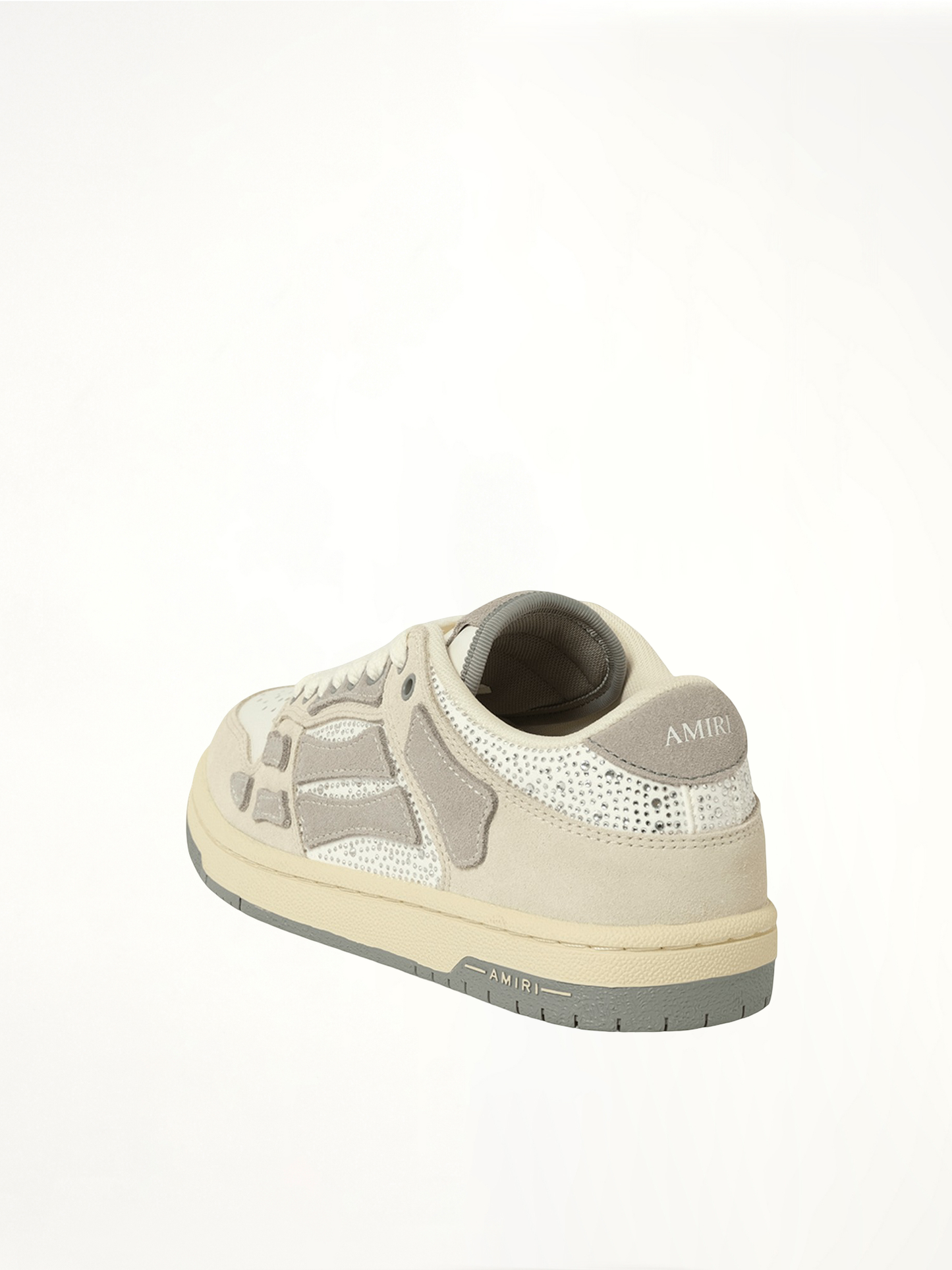 Crystal Suede Skeleton Top Low Sneaker in Birch