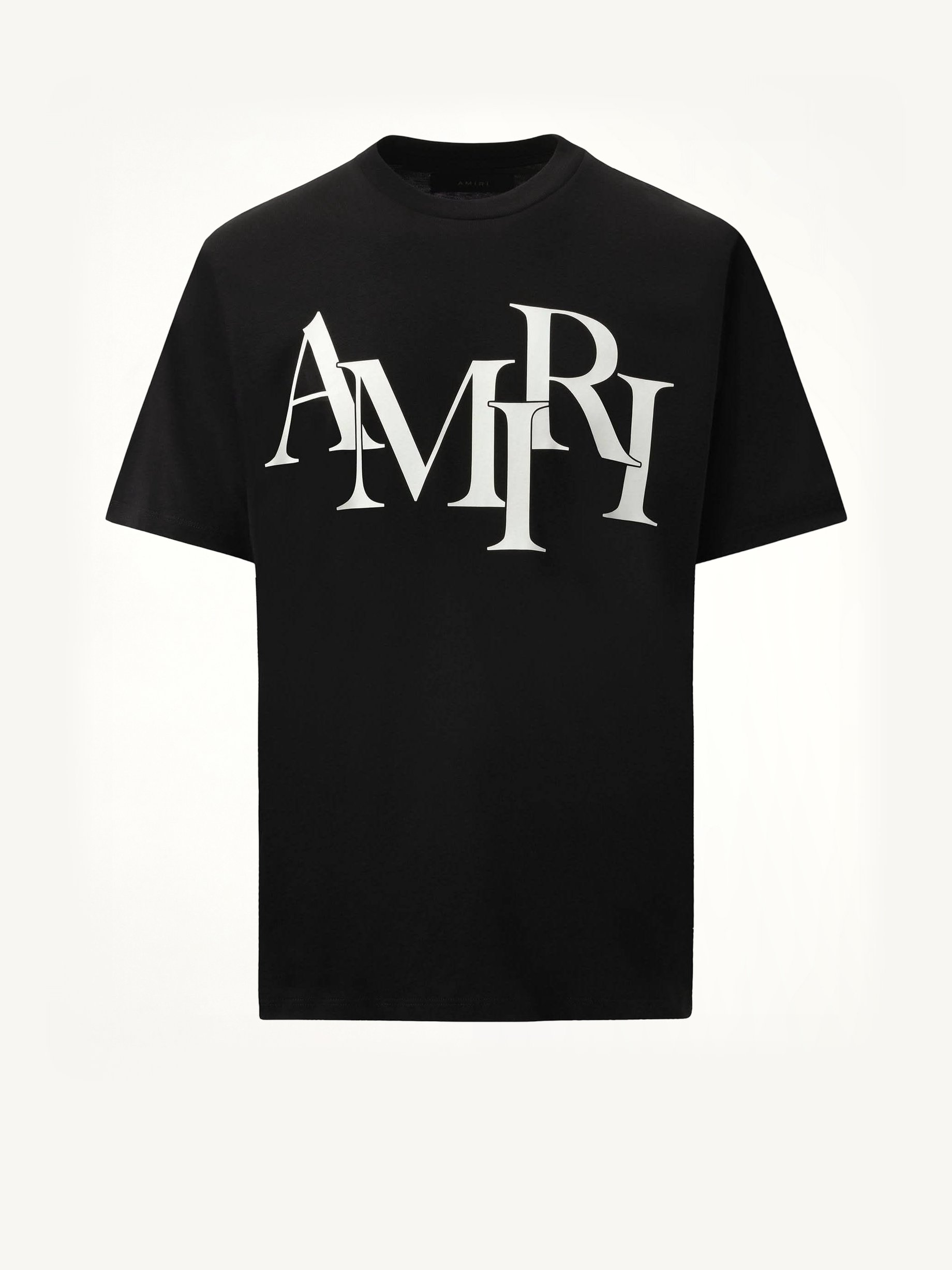 Amiri Staggered Logo T-Shirt in Black