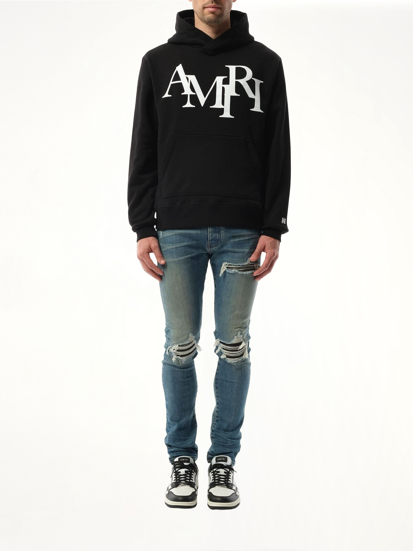 Amiri Staggered Hoodie in Black