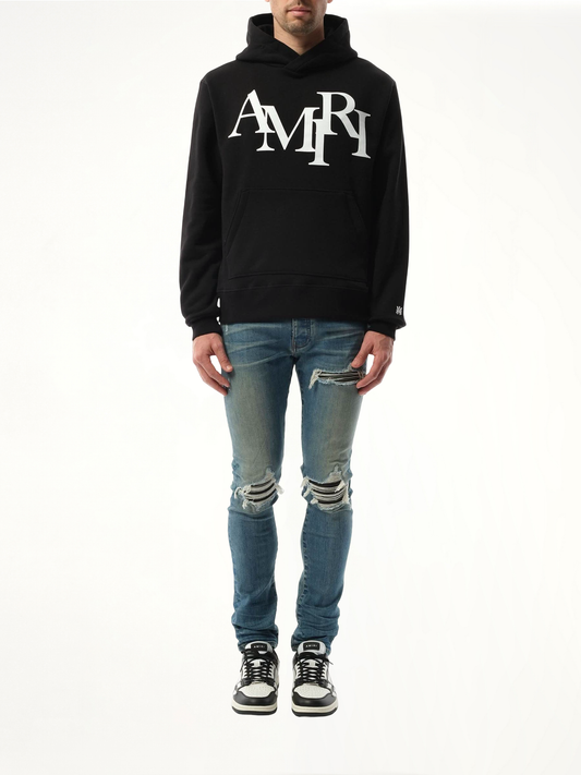 Amiri Staggered Hoodie in Black