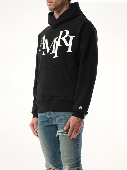 Amiri Staggered Hoodie in Black