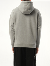 Leather Tassel Hoodie in Grey Melange