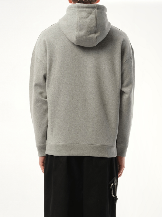 Leather Tassel Hoodie in Grey Melange