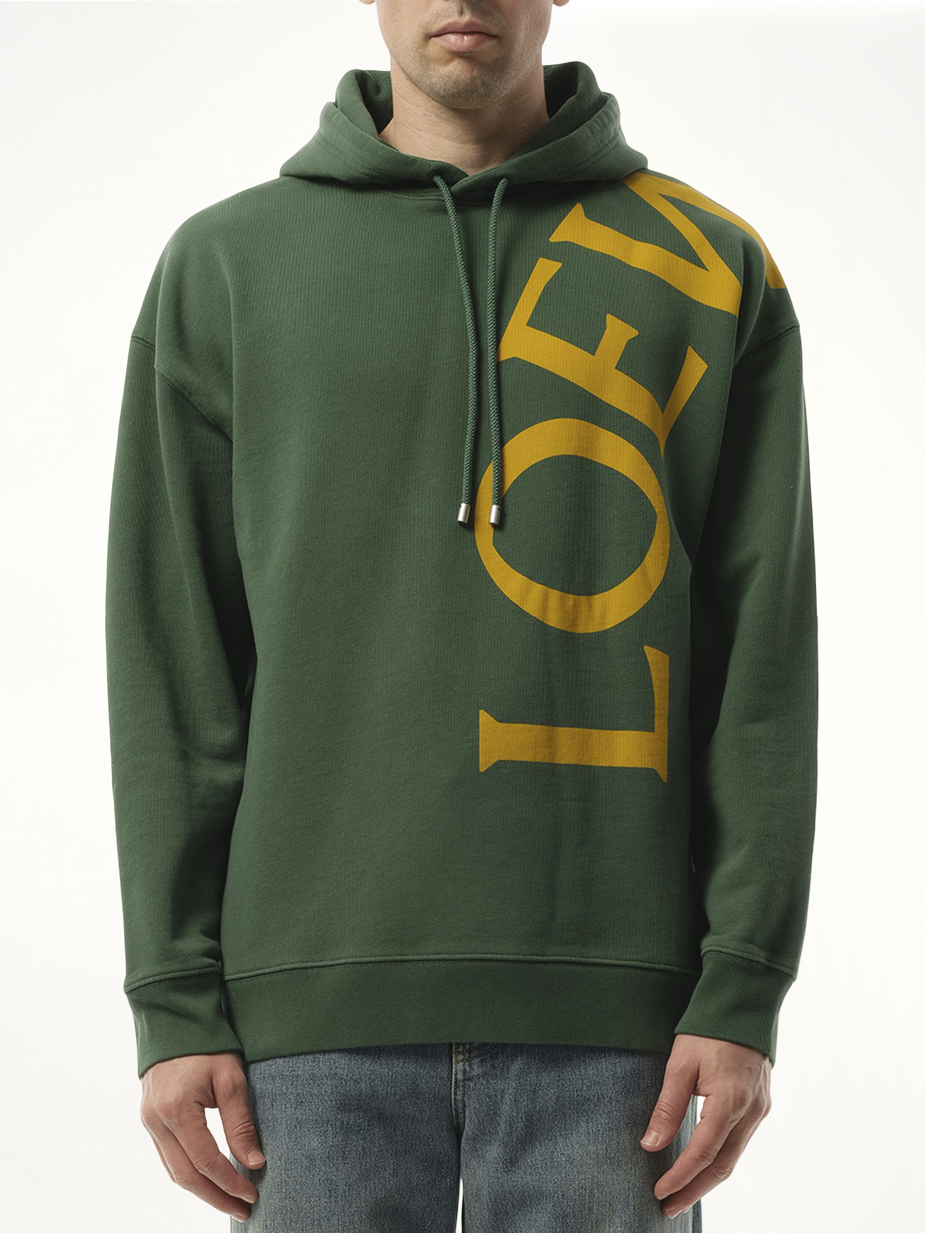 Big Logo Relaxed Hoodie in Dark Green