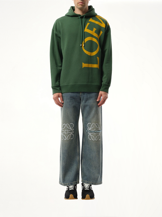 Big Logo Relaxed Hoodie in Dark Green