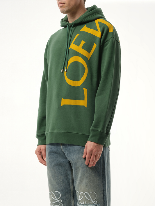Big Logo Relaxed Hoodie in Dark Green