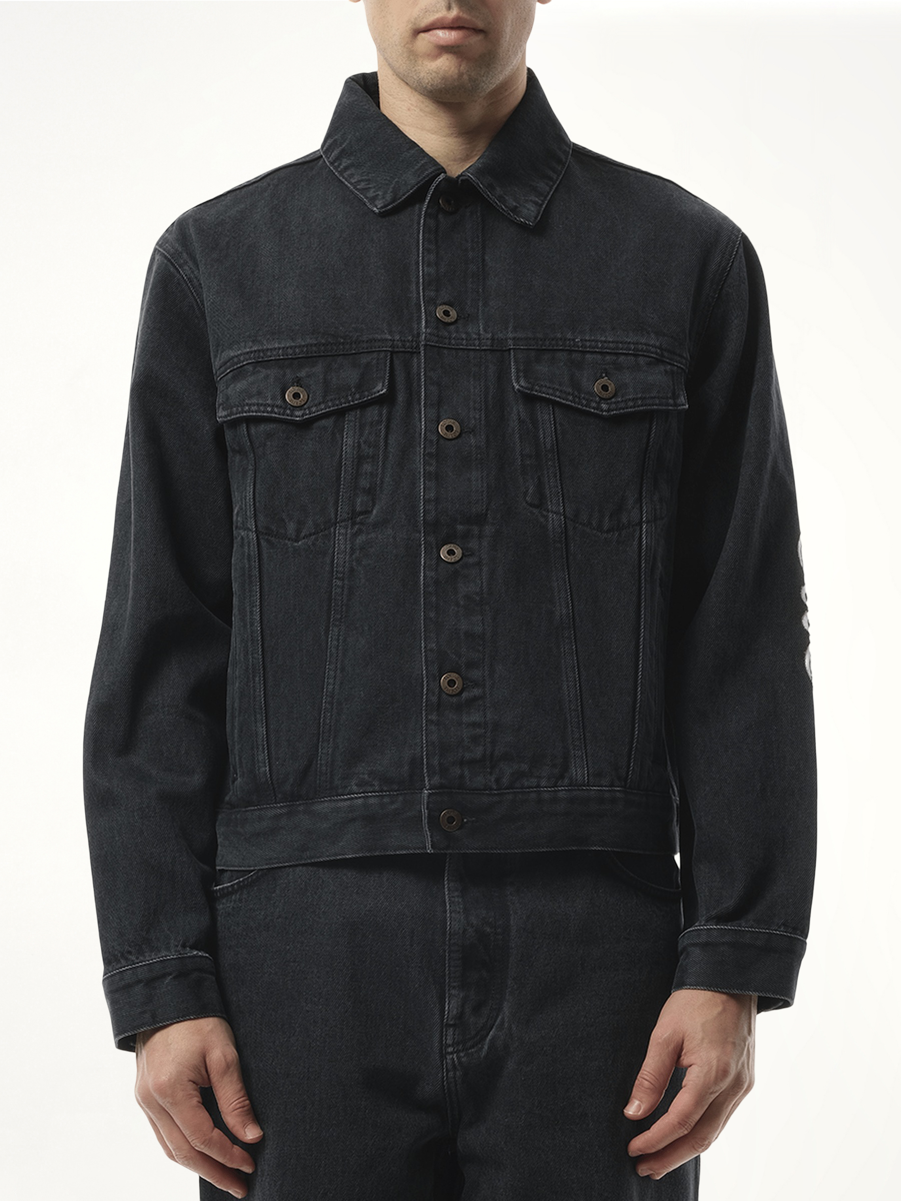 Anagram Denim Jacket in Black