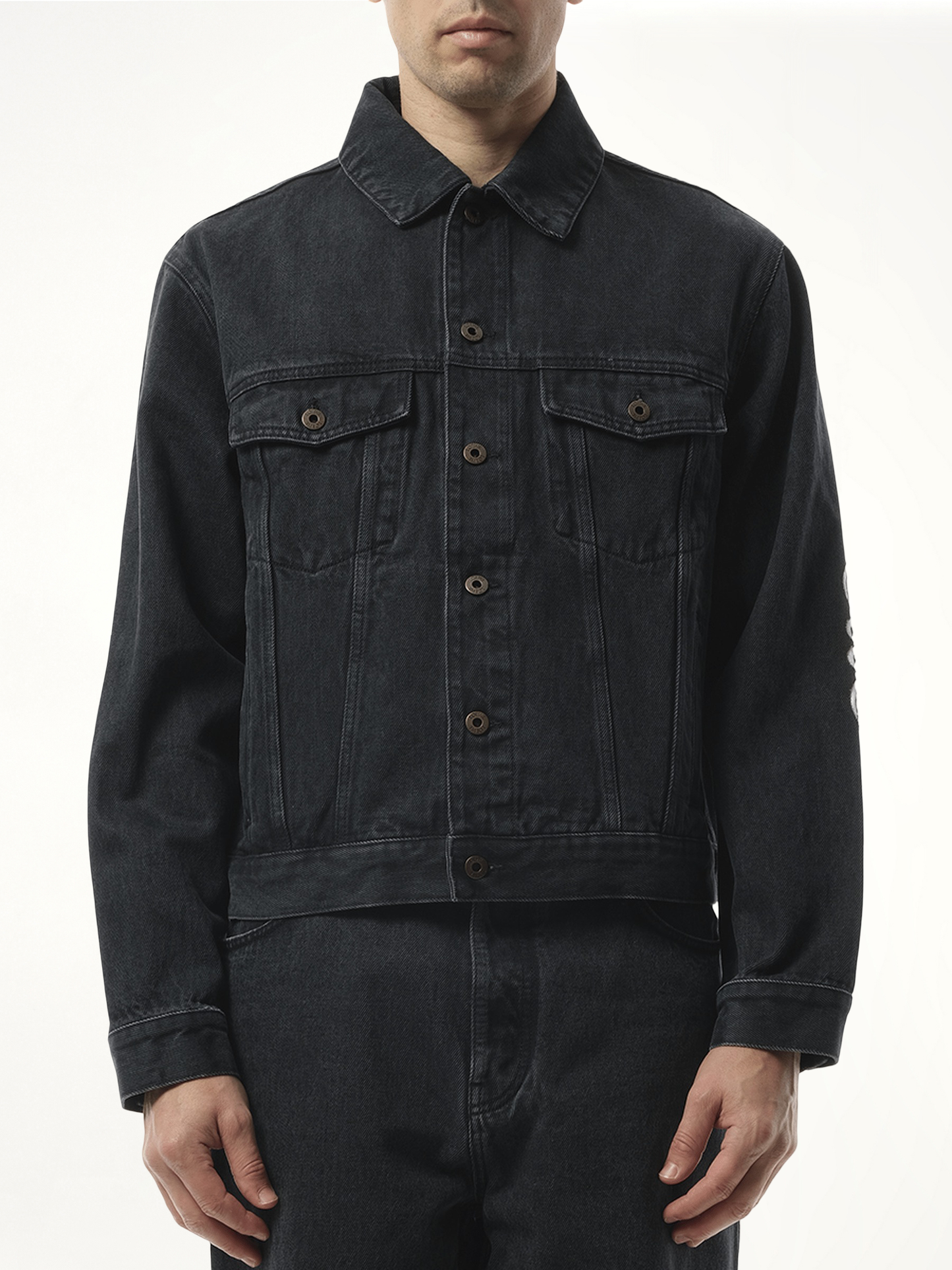 Anagram Denim Jacket in Black