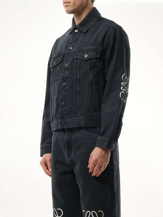 Anagram Denim Jacket in Black