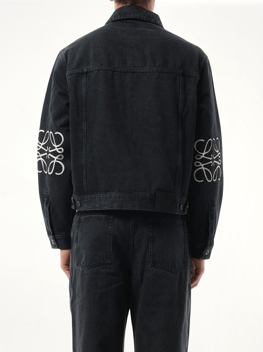 Anagram Denim Jacket in Black