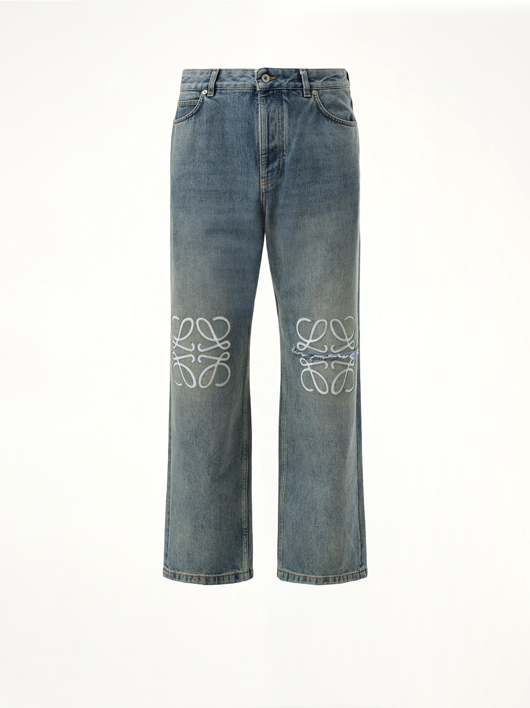Anagram Baggy Distressed Jeans AF in Washed Denim