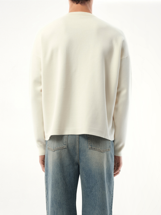 Anagram Pocket Sweater in White/Light Grey