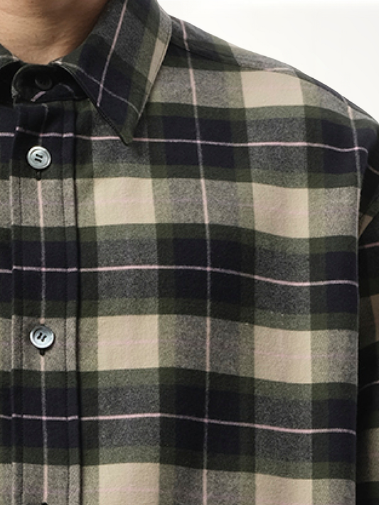 Check Overshirt in Green/Multicolour