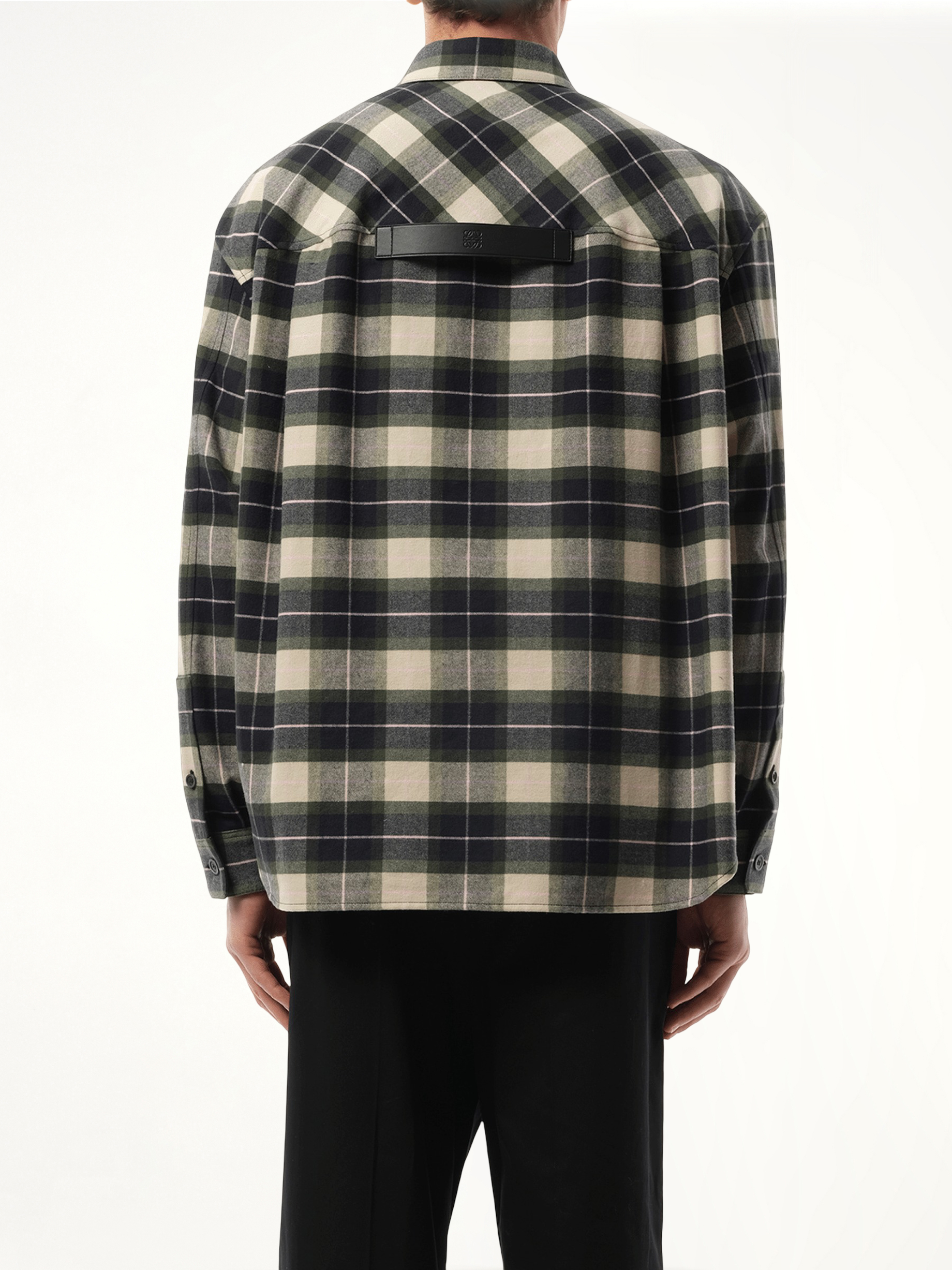 그린/멀티컬러 체크 오버셔츠