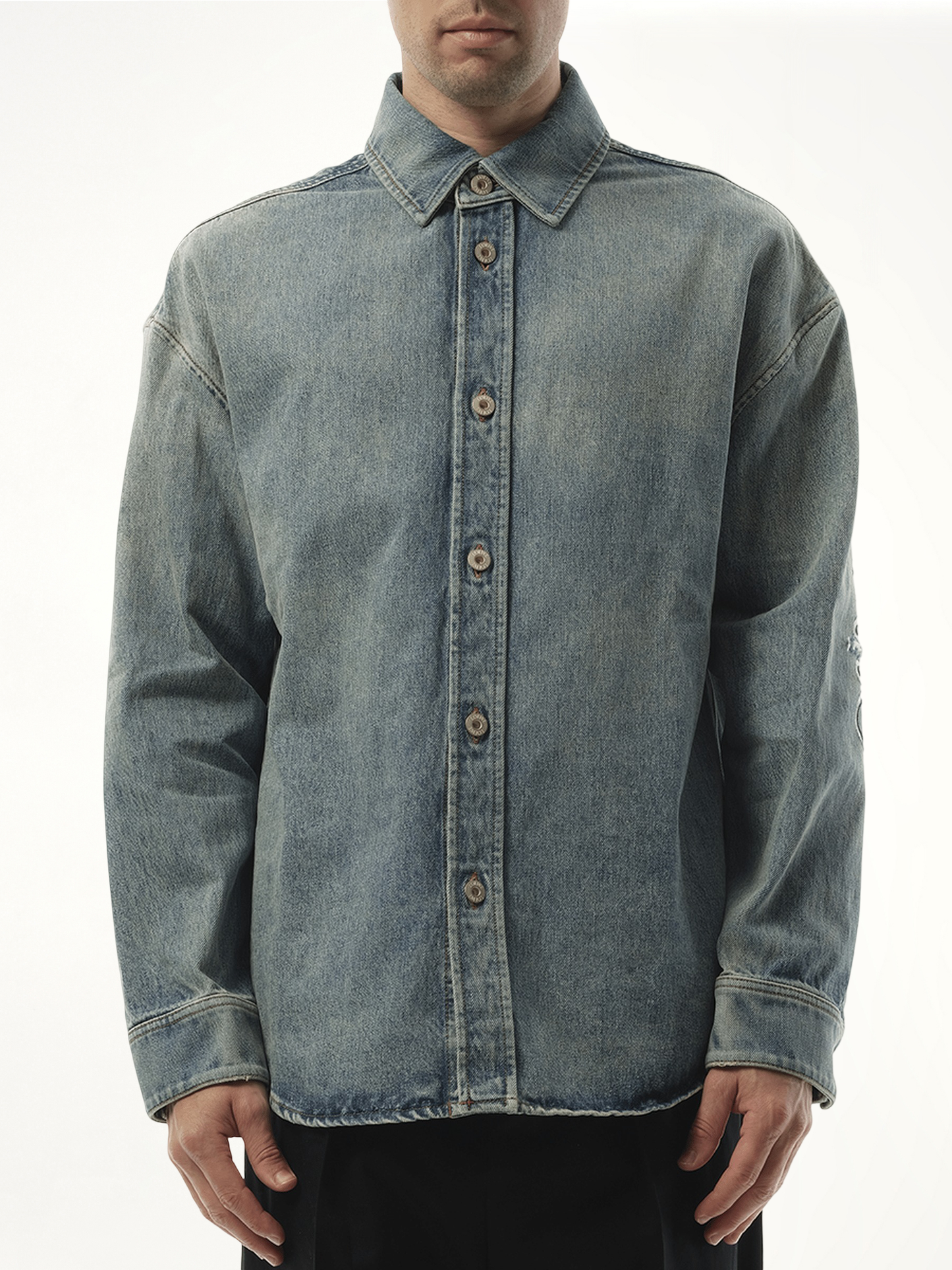 Anagram Overshirt in Washed Denim