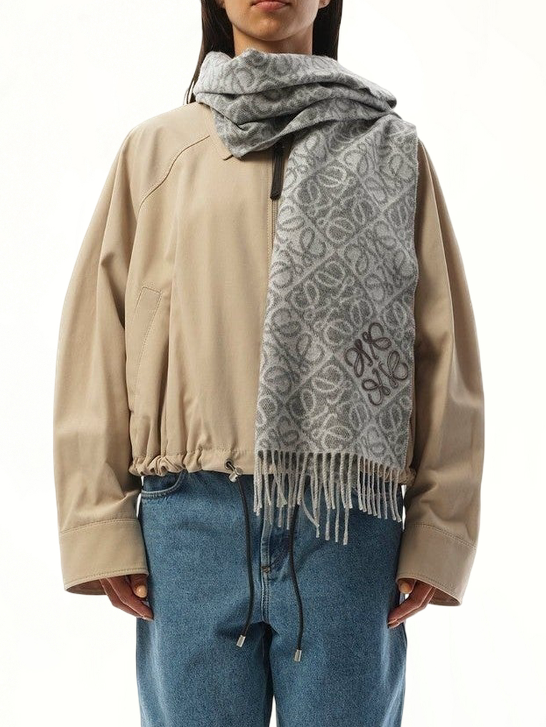 Anagram Wool Cashmere Scarf in Grey