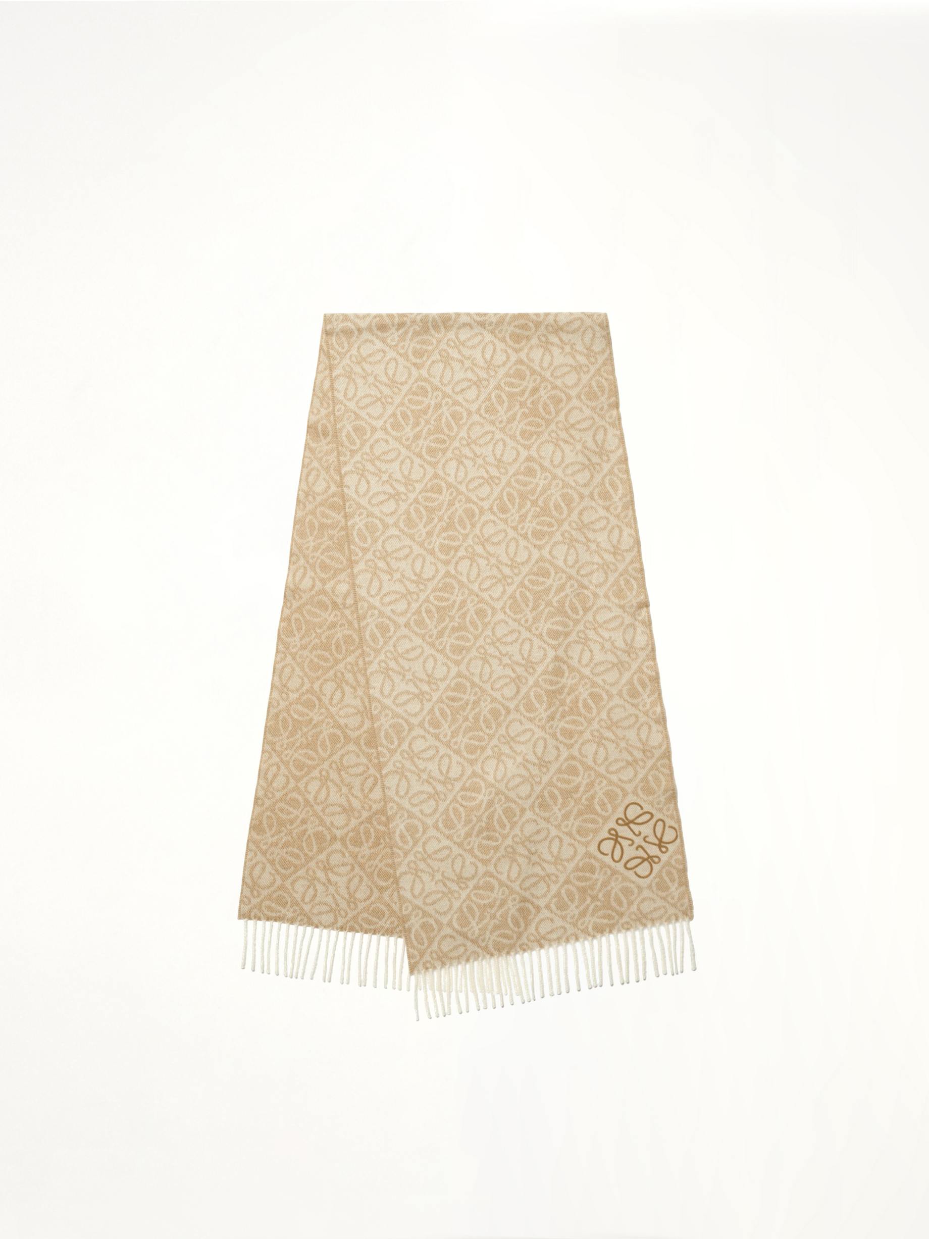Anagram Wool Cashmere Scarf in Beige